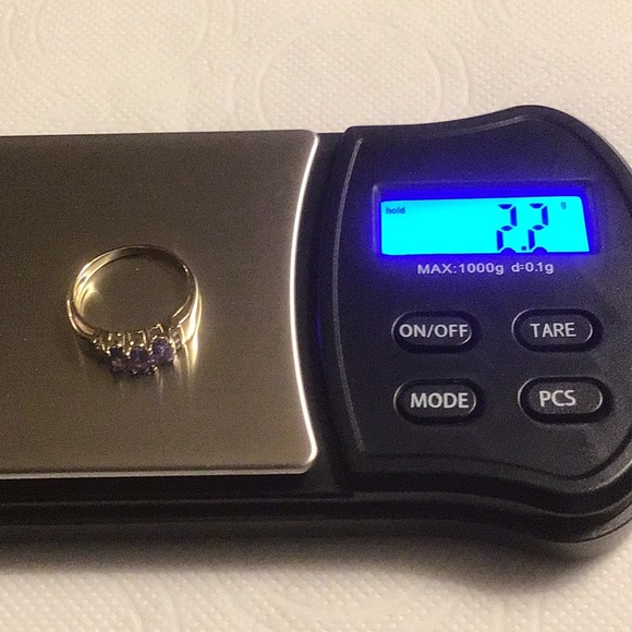 Ring Tanzanite Ring 14Kt Yellow Gold with Single Cut Diamond Accents Ring - Picture 3 of 11